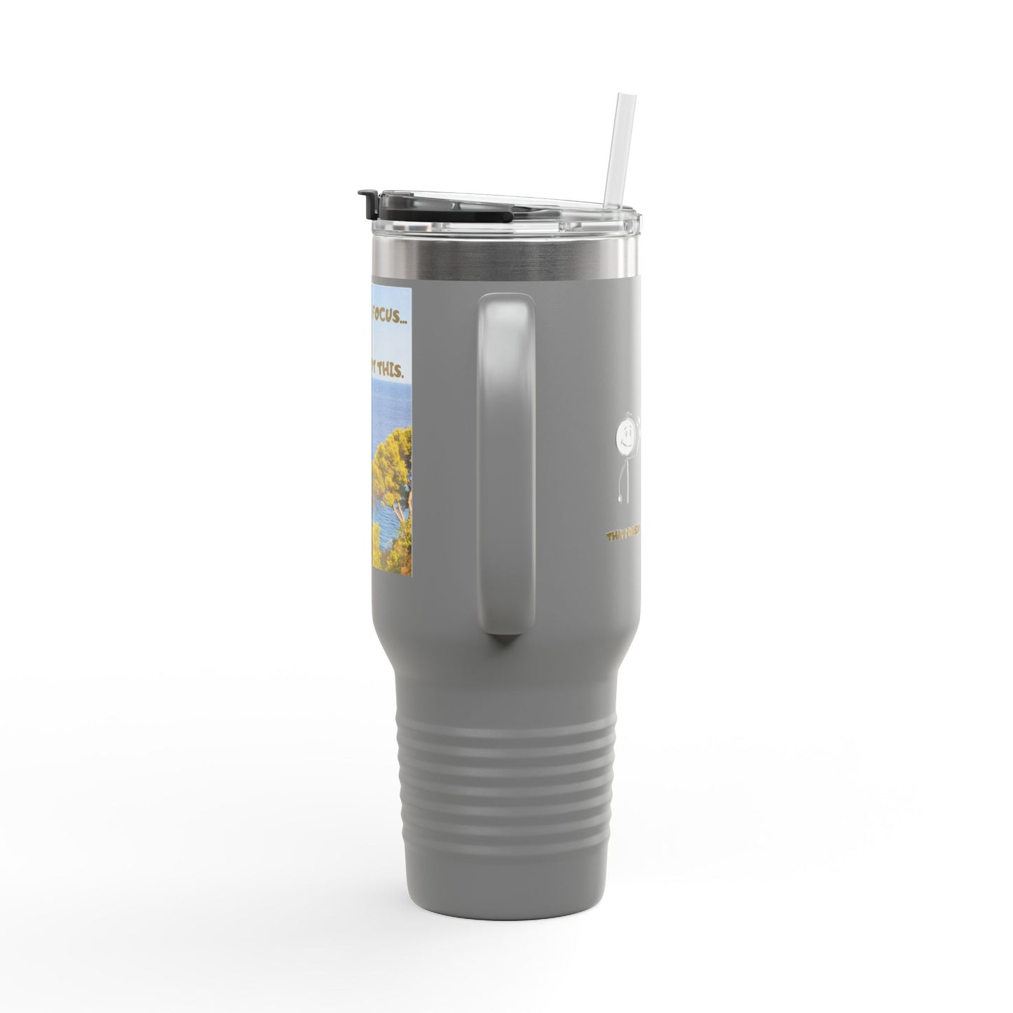 Inspirational Travel Tumbler 40oz — "Don't Lose Focus, You've Got This" Scenic Insulated Mug