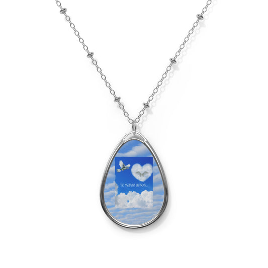 TE MANDO BESOS Sky Heart Oval Necklace, Inspirational Jewelry, Gift for Her, Boho Chic, Nature Lover, Meaningful Keepsake