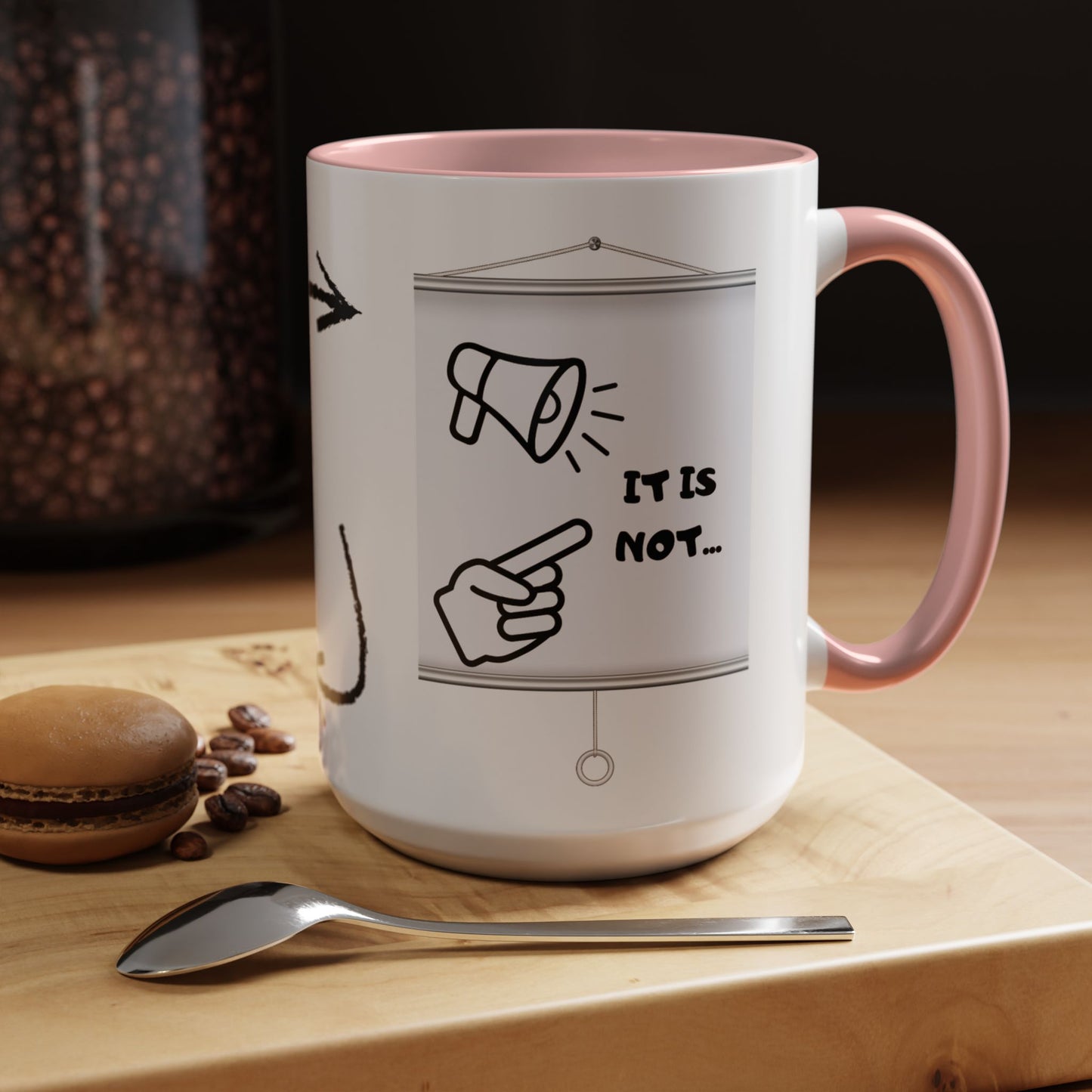 Accent Coffee Mug — Funny 'It Is Not your Fault' Doodle Cartoon Mug (11/15oz)