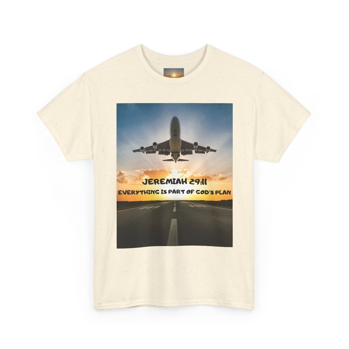 Faith Travel T‑Shirt — “Jeremiah 29:11 / Matthew 28:20” Inspirational Plane Tee
