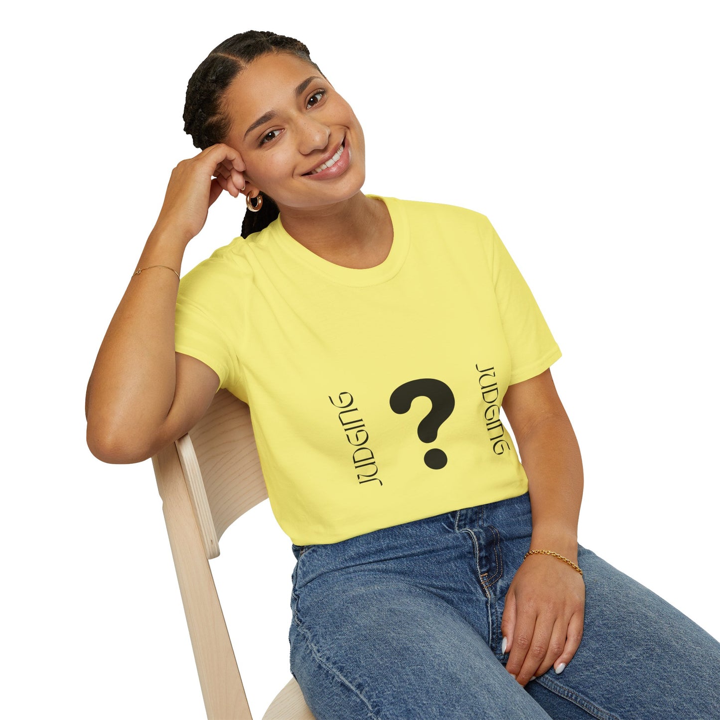 JUDGING Whimsical Unisex T-Shirt with Playful Door Design - Fun Gift for Friends, Casual Wear, Birthday Surprise, Everyday Humor, Quirky Style
