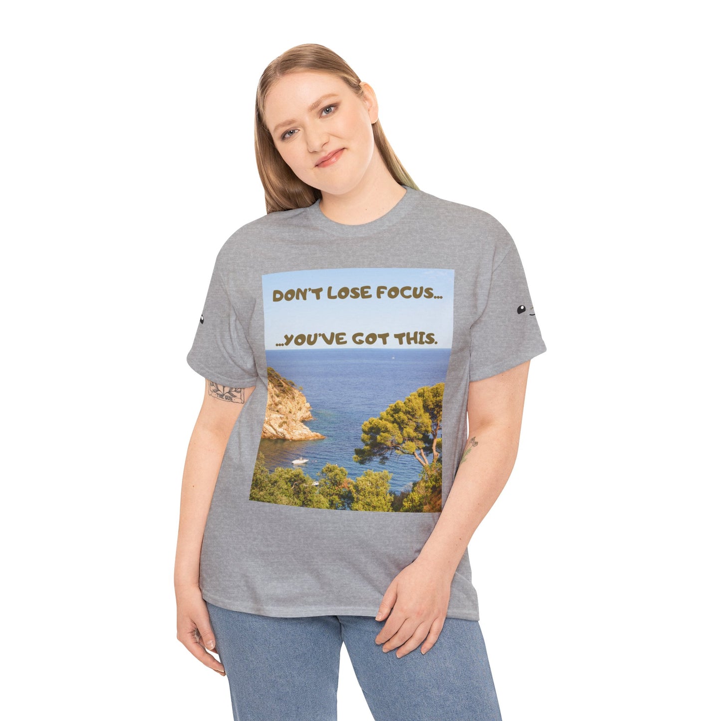 Motivational Tee — "Don't Lose Focus, You've Got This" Beach Graphic