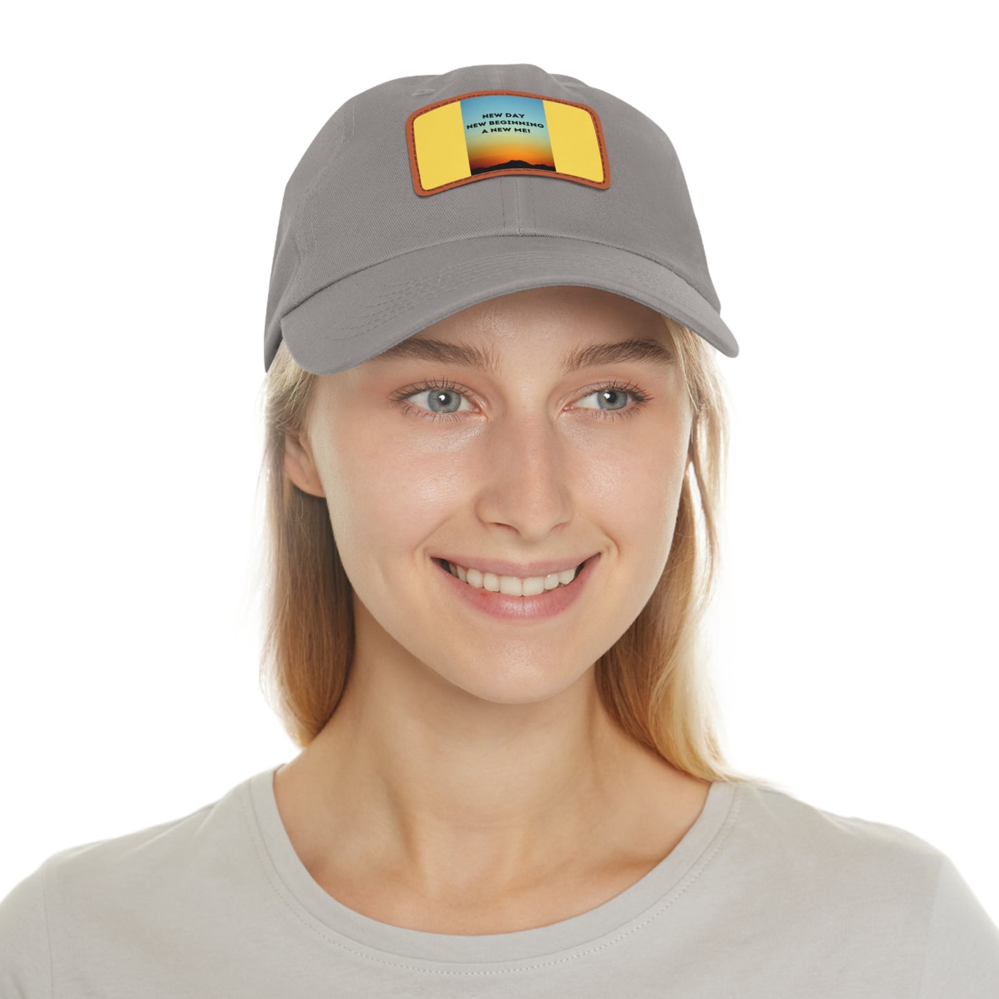 NEW DAY NEW BEGINNING A NEW ME Hat with Leather Patch (Rectangle)