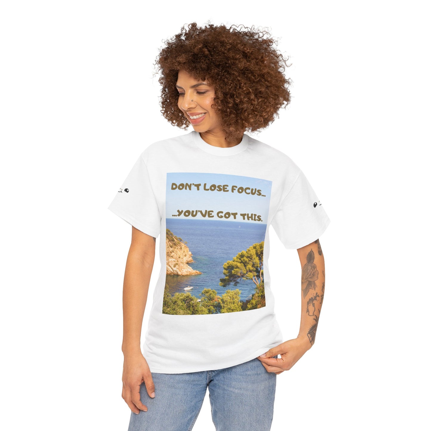 Motivational Tee — "Don't Lose Focus, You've Got This" Beach Graphic