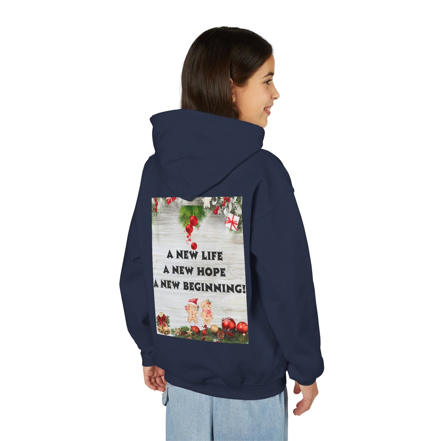 Youth Hooded Sweatshirt - Christmas Cheer, Cozy Holiday Gift, Festive Sweatshirt for Kids, Seasonal Wear, New Year Celebration