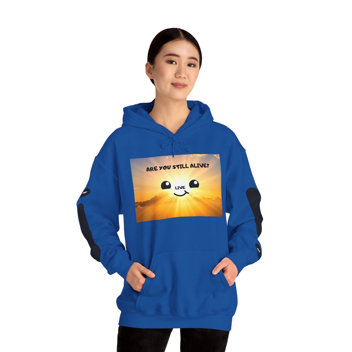 Smile Face Hoodie — "Are You Still Alive?" Sunrise Graphic Hooded Sweatshirt