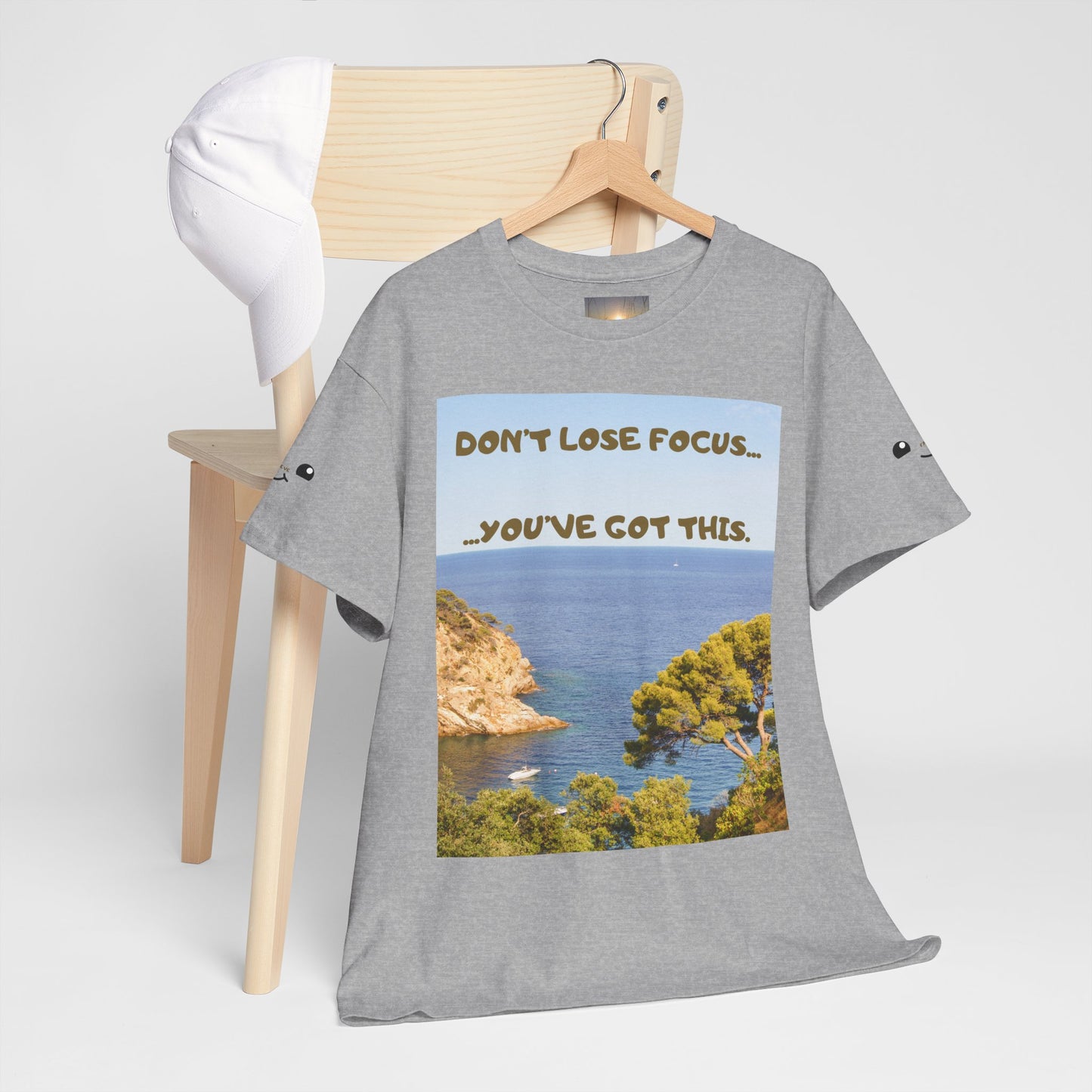 Motivational Tee — "Don't Lose Focus, You've Got This" Beach Graphic