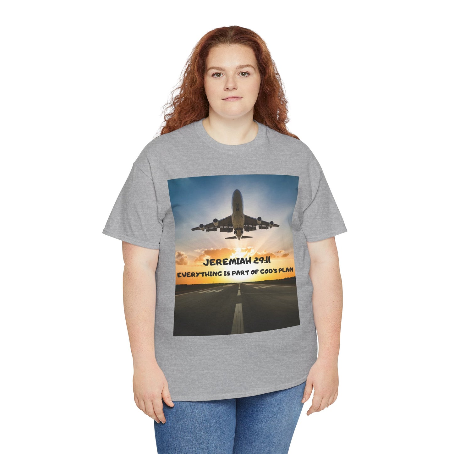 Faith Travel T‑Shirt — “Jeremiah 29:11 / Matthew 28:20” Inspirational Plane Tee
