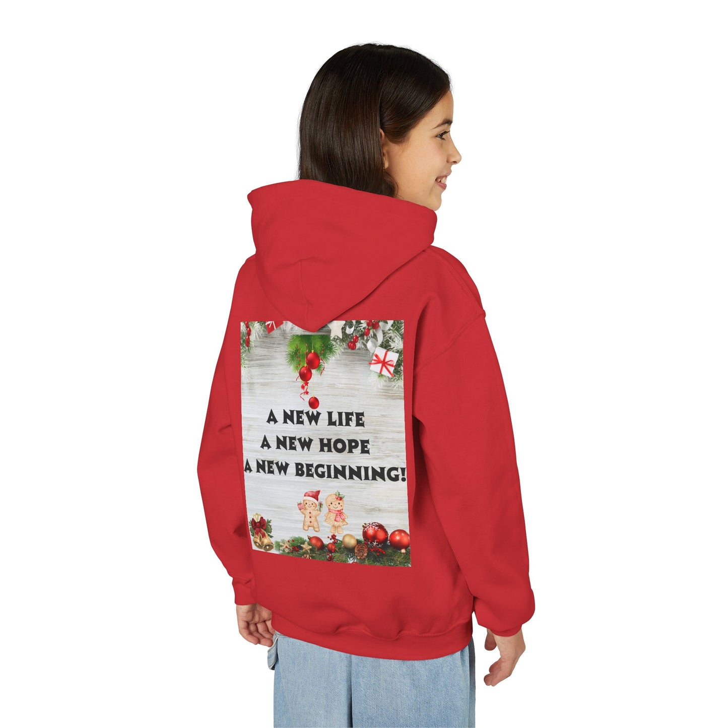 Youth Hooded Sweatshirt - Christmas Cheer, Cozy Holiday Gift, Festive Sweatshirt for Kids, Seasonal Wear, New Year Celebration