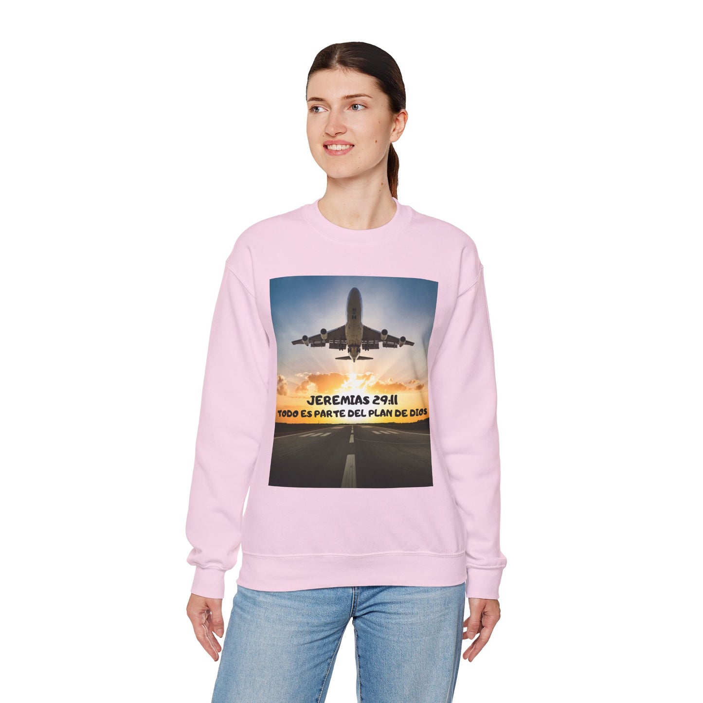 Christian Sweatshirt — Jeremías 29:11 & Mateo 28:20 Inspirational Crewneck
