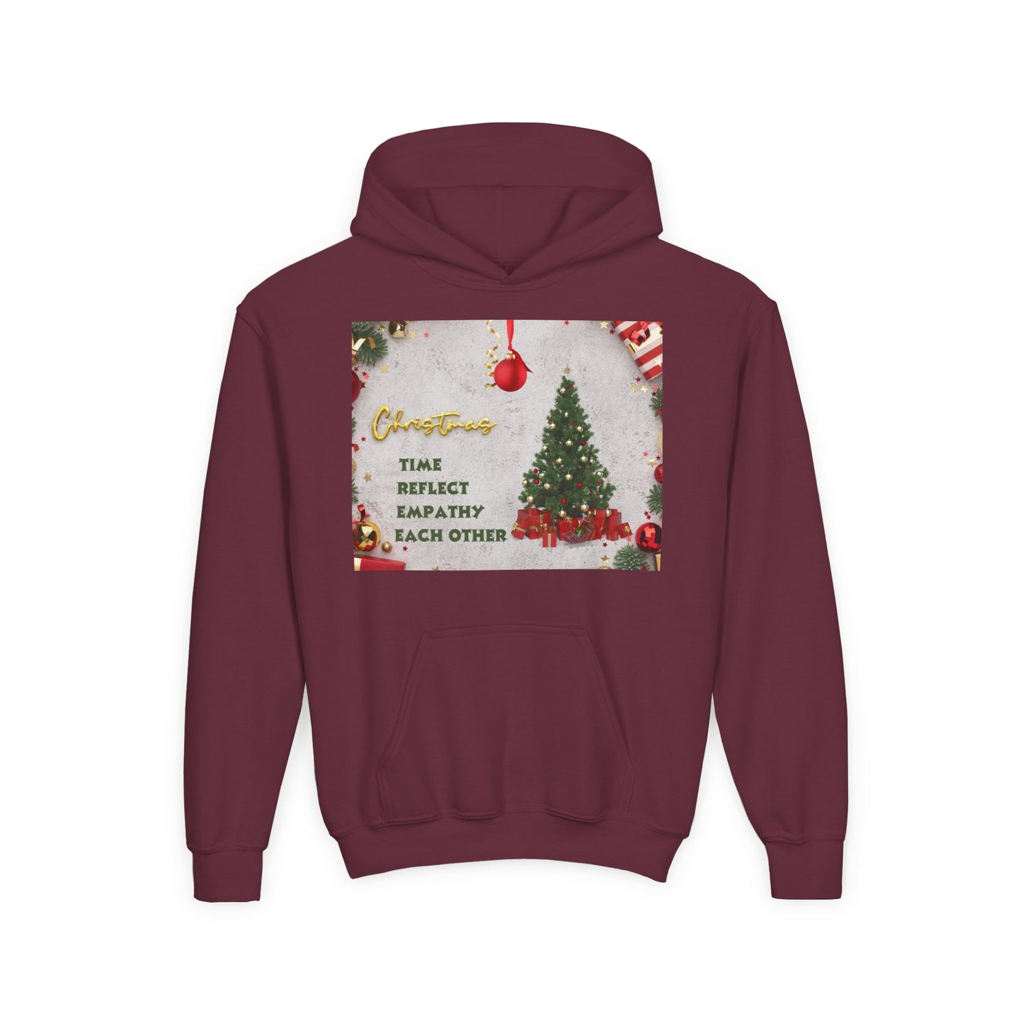 Youth Hooded Sweatshirt - Christmas Cheer, Cozy Holiday Gift, Festive Sweatshirt for Kids, Seasonal Wear, New Year Celebration