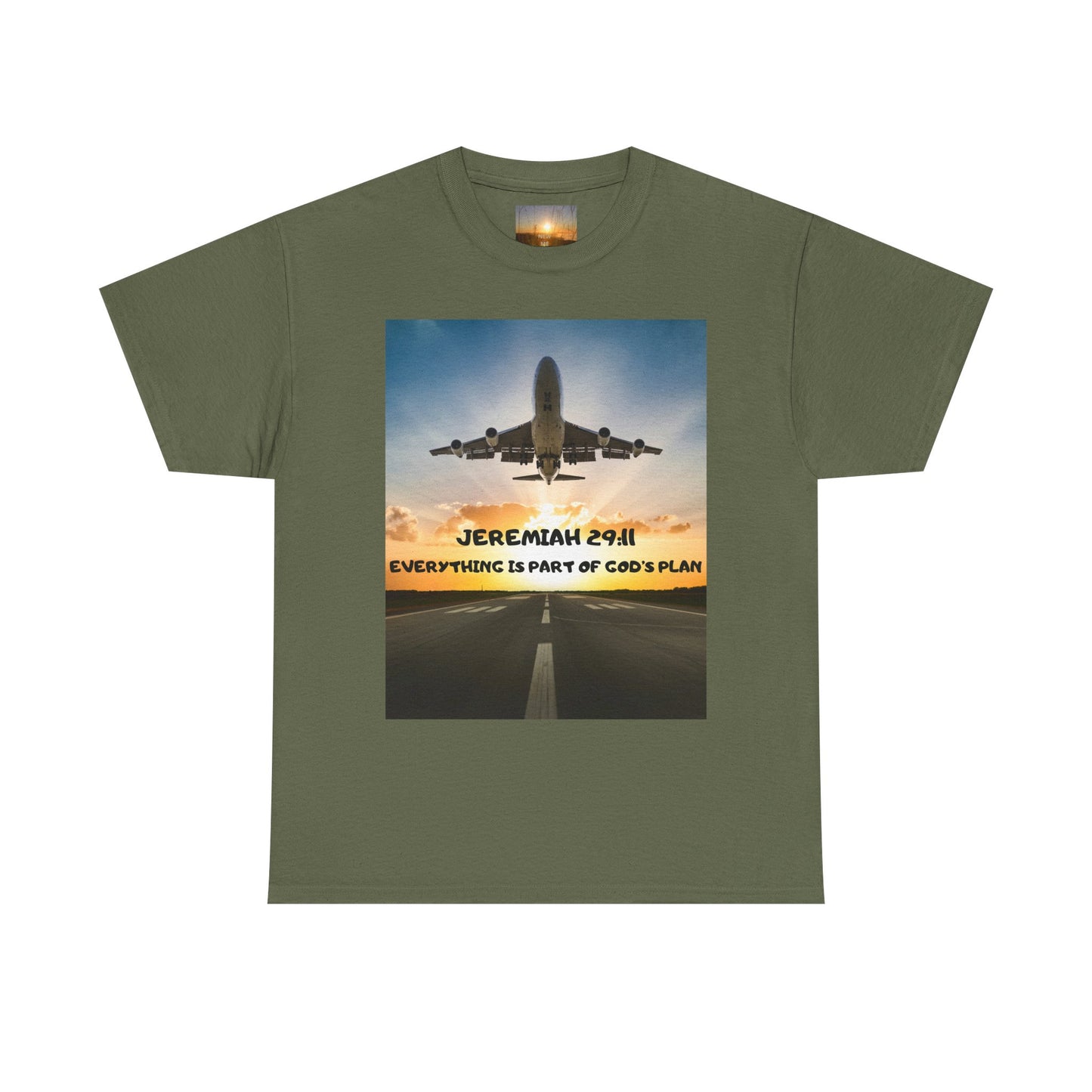 Faith Travel T‑Shirt — “Jeremiah 29:11 / Matthew 28:20” Inspirational Plane Tee