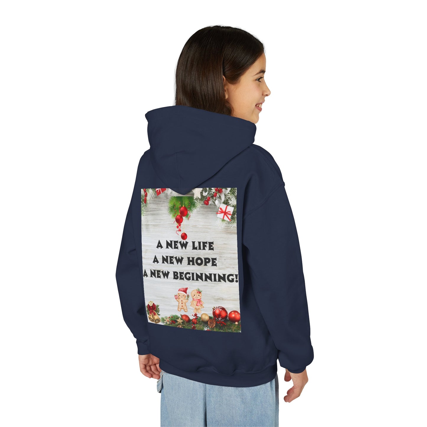 Youth Hooded Sweatshirt - Christmas Cheer, Cozy Holiday Gift, Festive Sweatshirt for Kids, Seasonal Wear, New Year Celebration