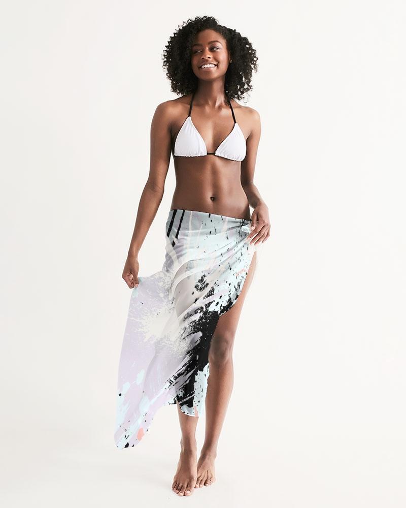 Sheer Swimsuit Cover Up Abstract Print Pastels