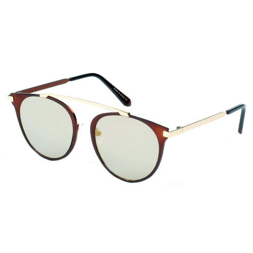 NEW ME IM Modern Horn Rimmed Metal Frame Round Sunglasses