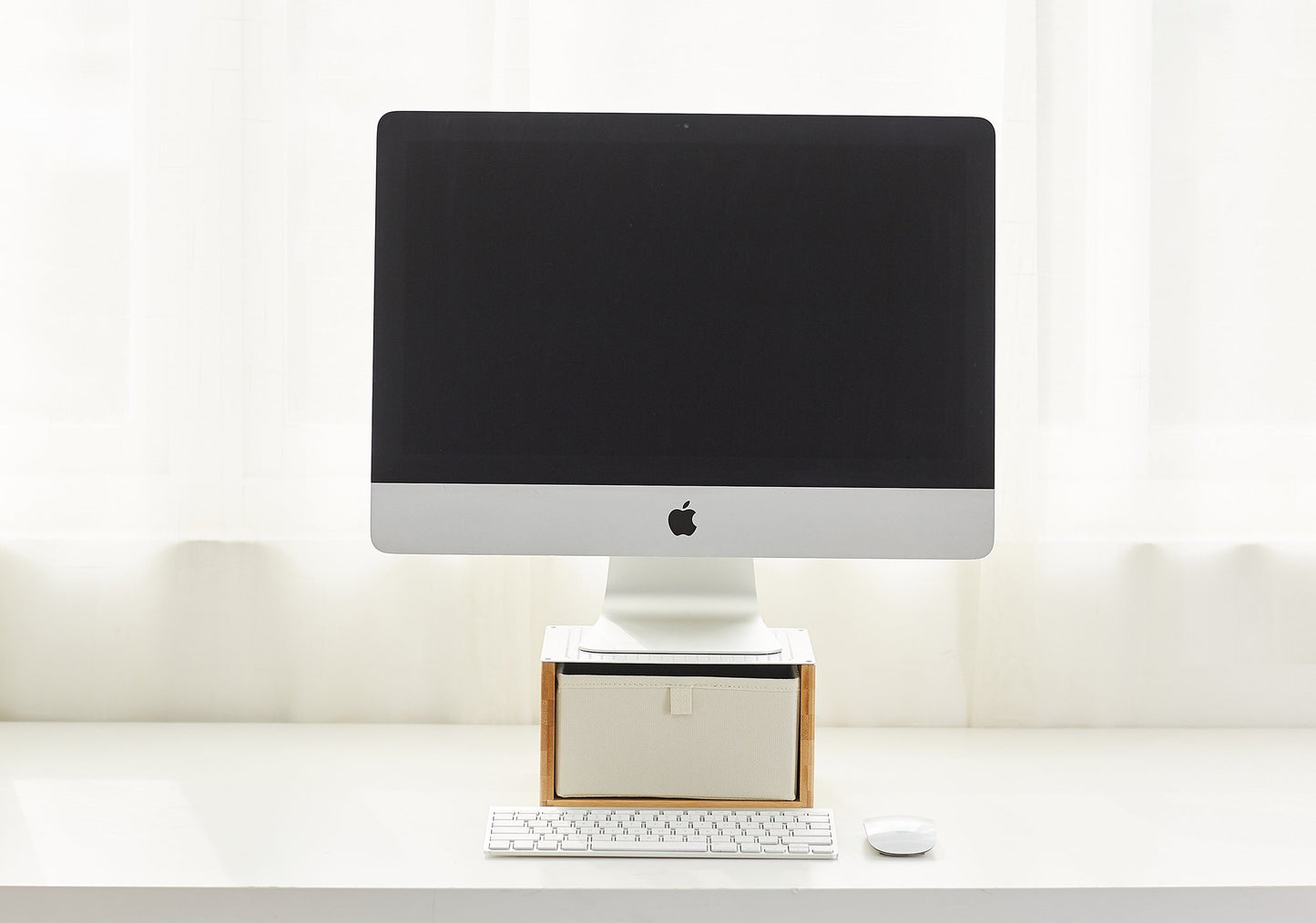 Desk Station-organizer with White Foldable Drawer