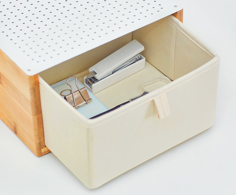 Desk Station-organizer with White Foldable Drawer