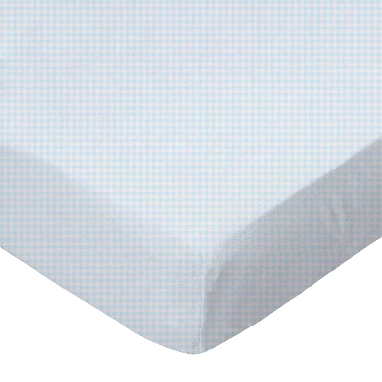 SheetWorld Fitted Crib Sheet - 100% Cotton Jersey - Blue Gingham, Made