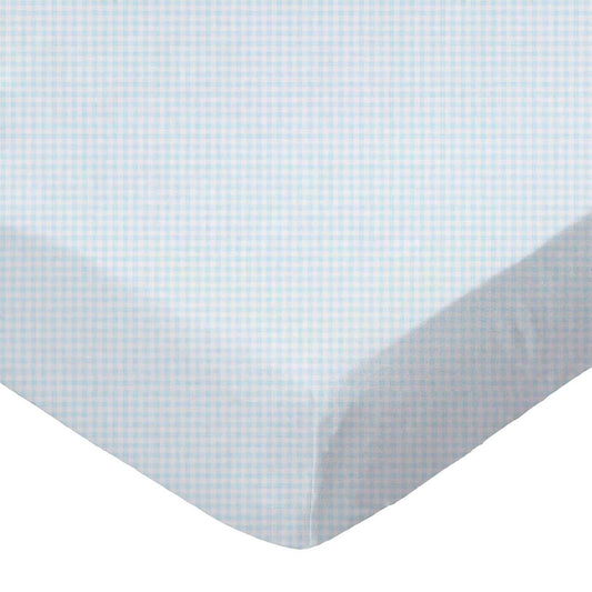 SheetWorld Fitted Crib Sheet - 100% Cotton Jersey - Blue Gingham, Made