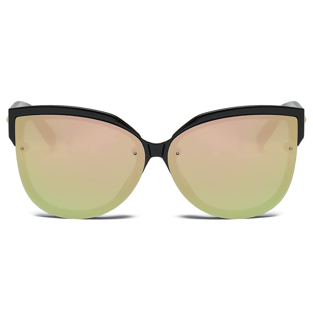 NEW ME IM Women Oversized Mirrored Cat Eye Sunglasses