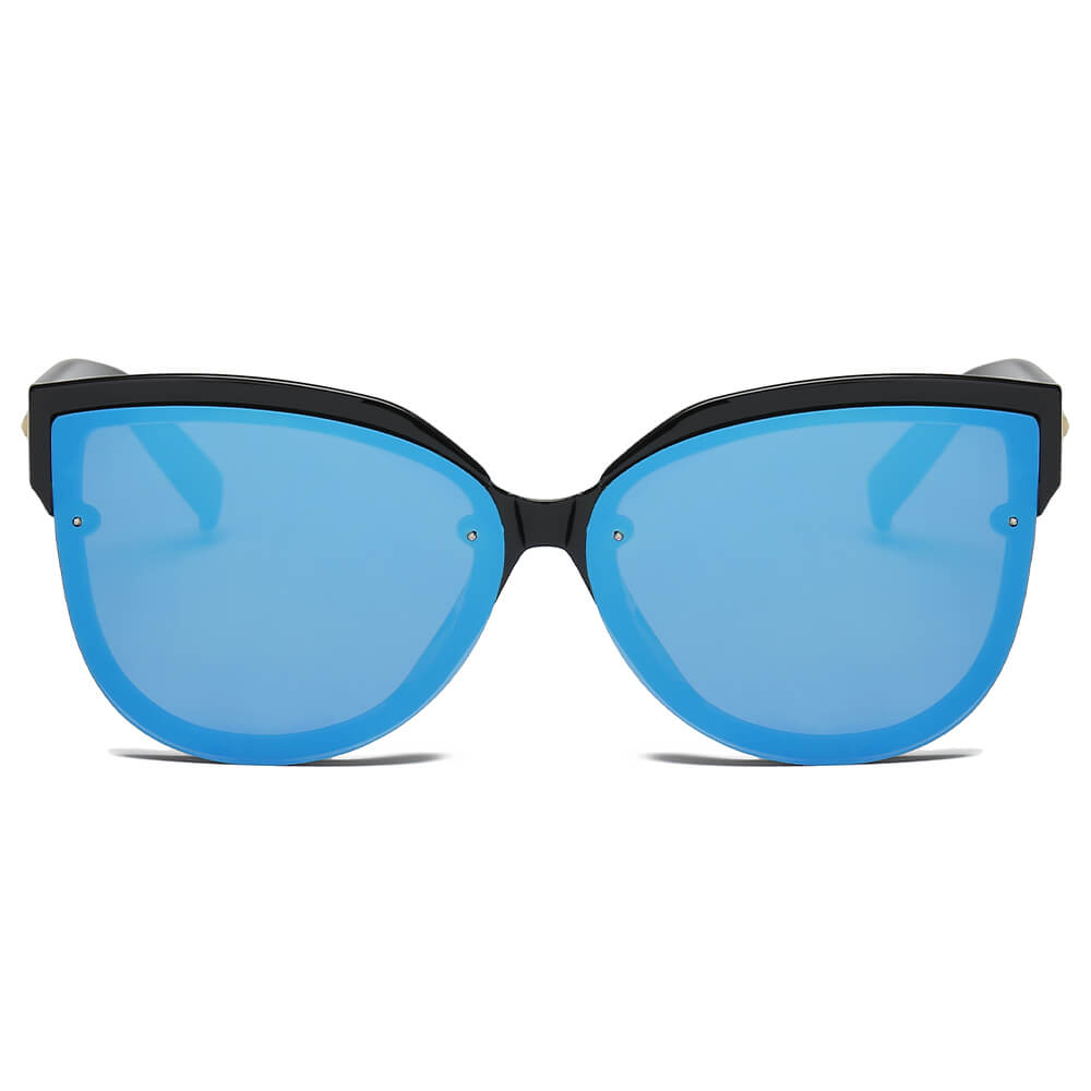 NEW ME IM Women Oversized Mirrored Cat Eye Sunglasses