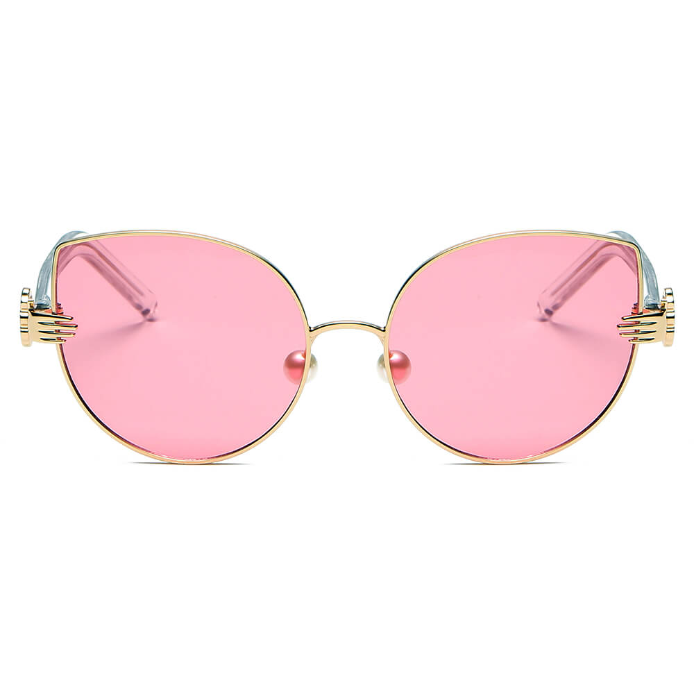 NEW ME IM Women Metal Frame Cat Eye Hands Classic Sunglasses