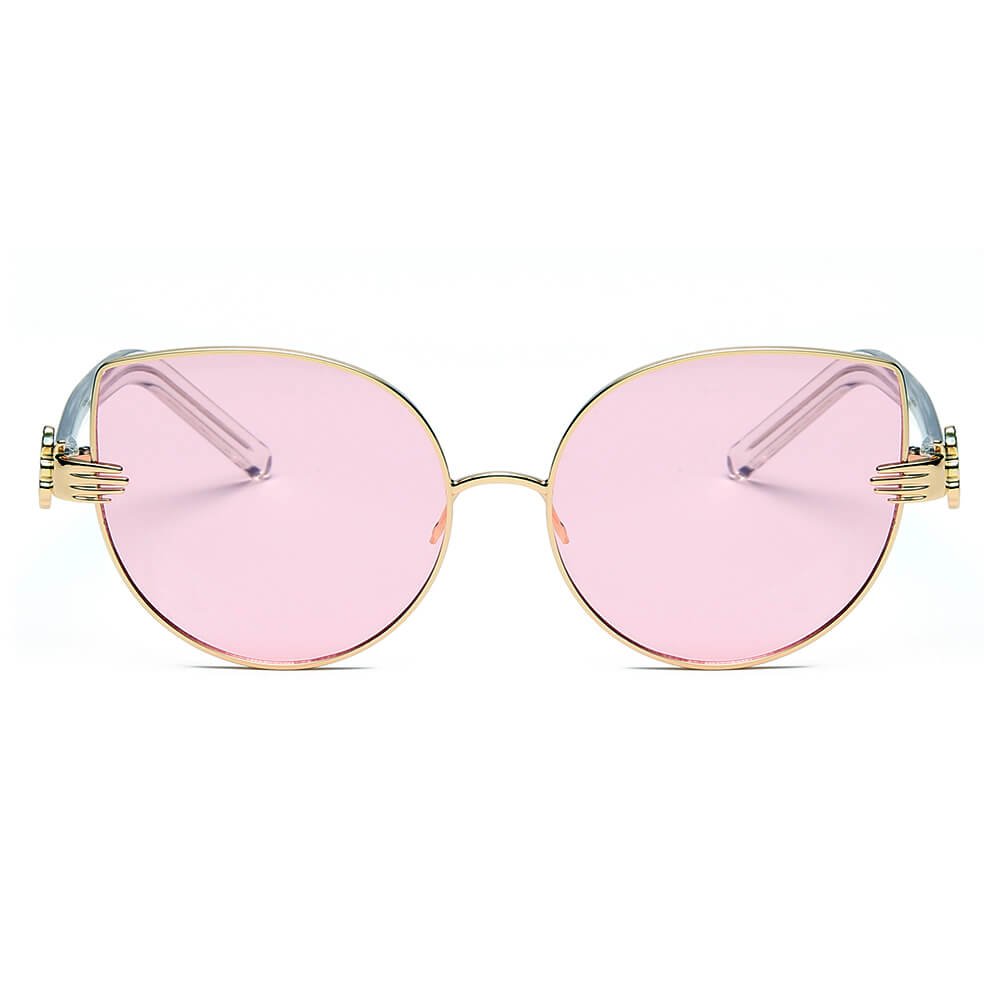 NEW ME IM Women Metal Frame Cat Eye Hands Classic Sunglasses