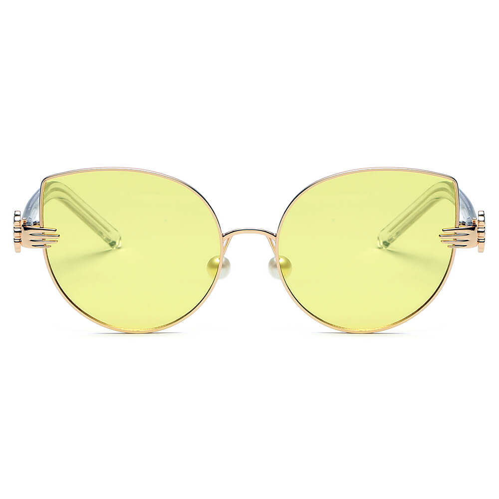 NEW ME IM Women Metal Frame Cat Eye Hands Classic Sunglasses