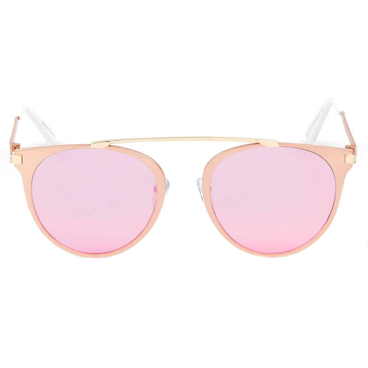 NEW ME IM Modern Horn Rimmed Metal Frame Round Sunglasses