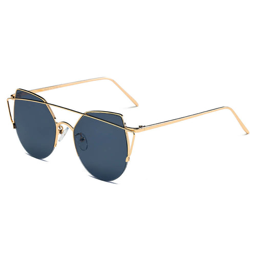 NEW ME IM Modern Cat Eye Mirrored Flat Lens Sunglasses Circle