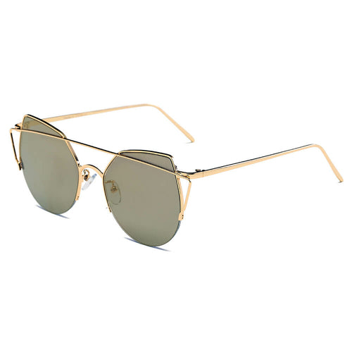 NEW ME IM Modern Cat Eye Mirrored Flat Lens Sunglasses Circle