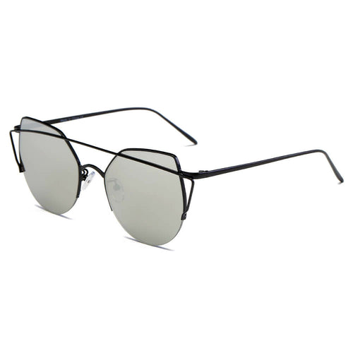 NEW ME IM Modern Cat Eye Mirrored Flat Lens Sunglasses Circle