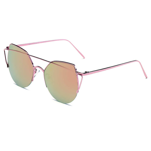 NEW ME IM Modern Cat Eye Mirrored Flat Lens Sunglasses Circle