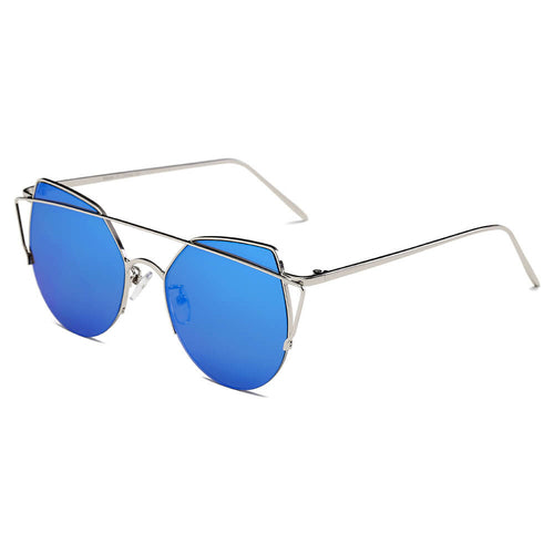 NEW ME IM Modern Cat Eye Mirrored Flat Lens Sunglasses Circle