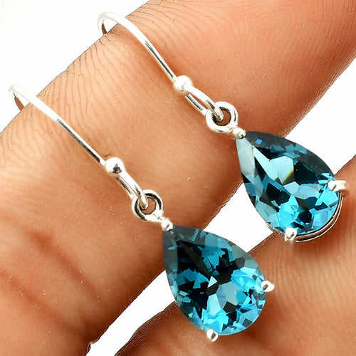 Natural Gemstones Pear Shape 925 Silver Earrings DGE1085 E-1021