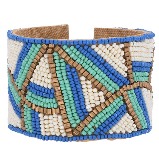 Colorful Bohemian Boho Seed Bead Loom Bracelet, Ethnic Large Cuff