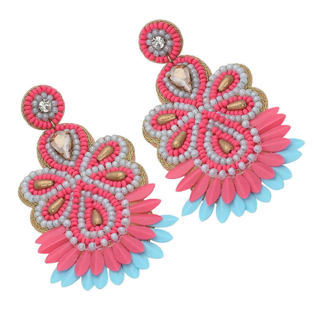 Colorful Beaded Earrings,Hoop Dangle Earrings, Bohemia Boho Tassel