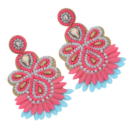 Colorful Beaded Earrings,Hoop Dangle Earrings, Bohemia Boho Tassel