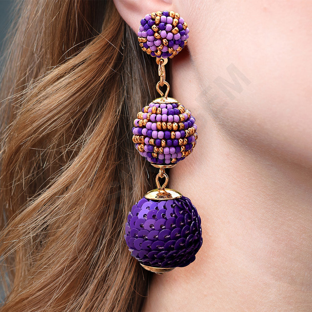 Colorful Beaded Earrings,Hoop Dangle Earrings, Bohemia Drops Earrings,