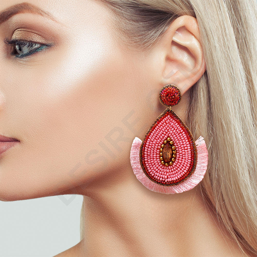 Colorful Beaded Earrings,Hoop Dangle Earrings, Bohemia Drops Earrings,