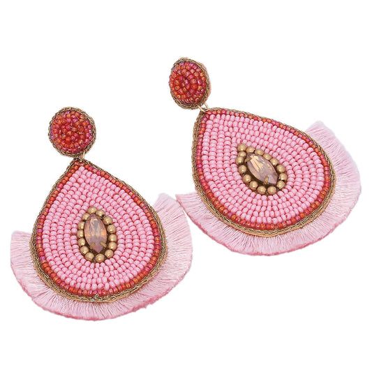 Colorful Beaded Earrings,Hoop Dangle Earrings, Bohemia Drops Earrings,
