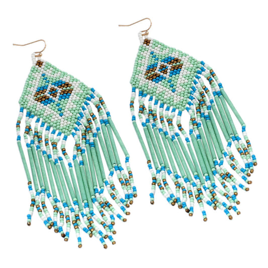 Colorful Beaded Earrings,Hoop Dangle Earrings, Bohemia Drops Earrings,