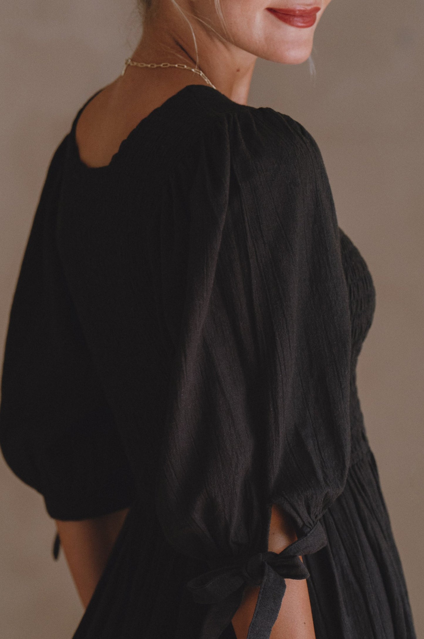 Smocked Linen Midi Dress