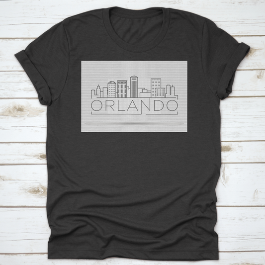 Minimal Outline Of Orlando Linear City Skyline With Typographic