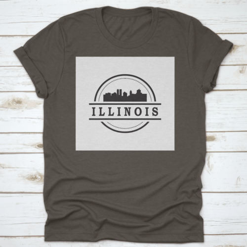 Travel Destination In Illinois Skyline Silhouette Vector Shirt