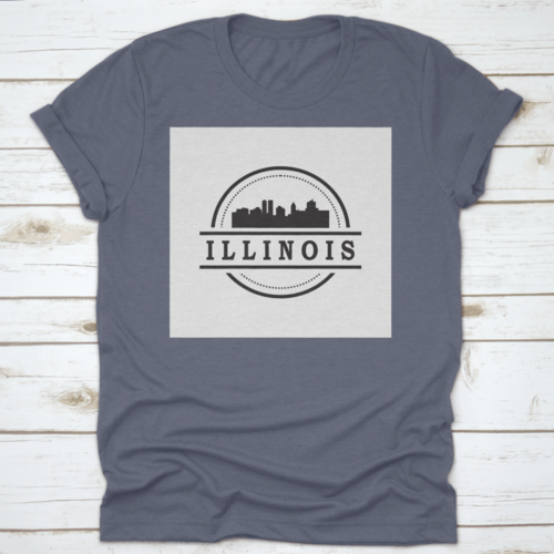 Travel Destination In Illinois Skyline Silhouette Vector Shirt