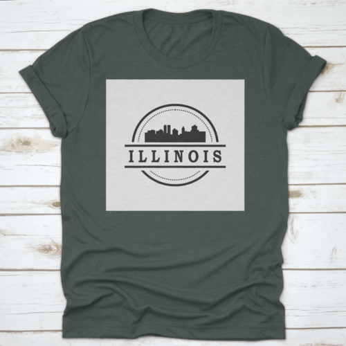 Travel Destination In Illinois Skyline Silhouette Vector Shirt