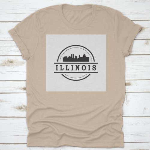 Travel Destination In Illinois Skyline Silhouette Vector Shirt