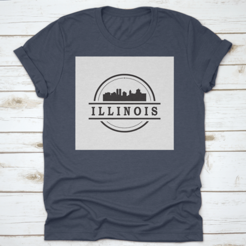 Travel Destination In Illinois Skyline Silhouette Vector Shirt