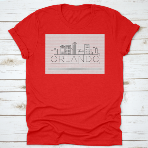 Minimal Outline Of Orlando Linear City Skyline With Typographic